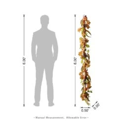 6 Ft. Fall Unlit Pumpkin Leaf Floral Garland -The Home Depot Shop glitzhome fall garlands 2019500035 c3 1000