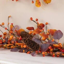 6 Ft. Fall Unlit Eucalyptus Berry Garland 12 6 Ft. Fall Unlit Eucalyptus Berry Garland -The Home Depot Shop glitzhome fall garlands 2019500036 1f 1000