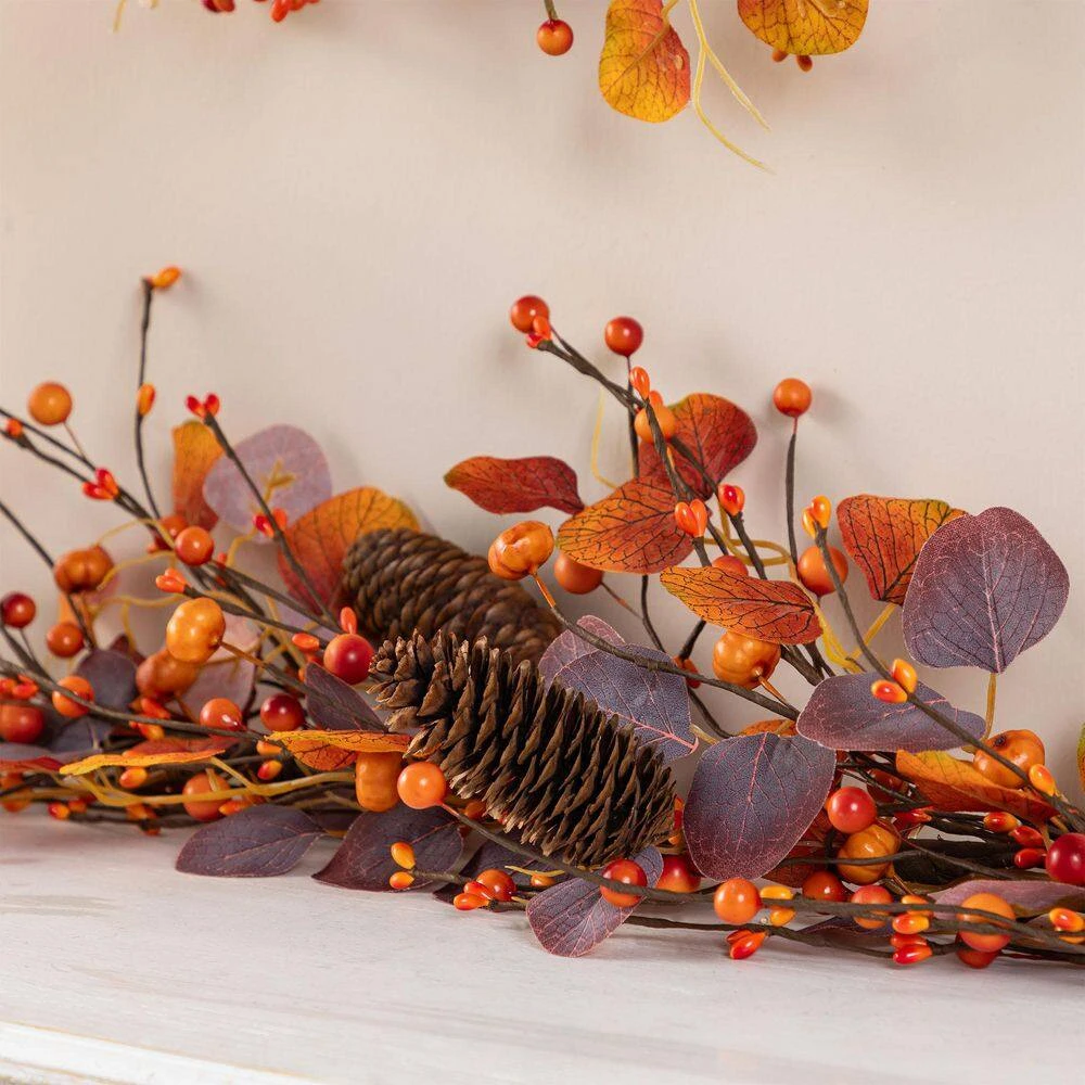 6 Ft. Fall Unlit Eucalyptus Berry Garland 6 6 Ft. Fall Unlit Eucalyptus Berry Garland - Image 6