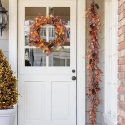 6 Ft. Fall Unlit Eucalyptus Berry Garland 13 6 Ft. Fall Unlit Eucalyptus Berry Garland -The Home Depot Shop glitzhome fall garlands 2019500036 31 1000
