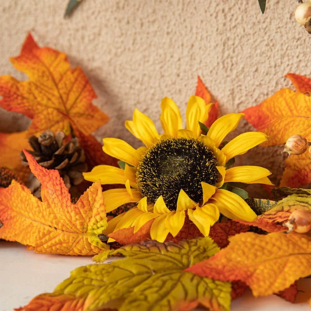 6 Ft. Fall Unlit Maple Leaf And Sunflower Garland 6 6 Ft. Fall Unlit Maple Leaf And Sunflower Garland - Image 6