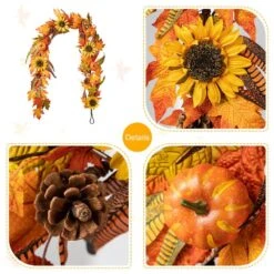 6 Ft. Fall Unlit Maple Leaf And Sunflower Garland 13 6 Ft. Fall Unlit Maple Leaf And Sunflower Garland -The Home Depot Shop glitzhome fall garlands 2030200011 4f 1000