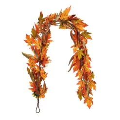 6 Ft. Fall Unlit Maple Leaf And Sunflower Garland 17 6 Ft. Fall Unlit Maple Leaf And Sunflower Garland -The Home Depot Shop glitzhome fall garlands 2030200011 76 1000