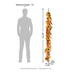 6 Ft. Fall Unlit Maple Leaf And Sunflower Garland 12 6 Ft. Fall Unlit Maple Leaf And Sunflower Garland -The Home Depot Shop glitzhome fall garlands 2030200011 c3 1000