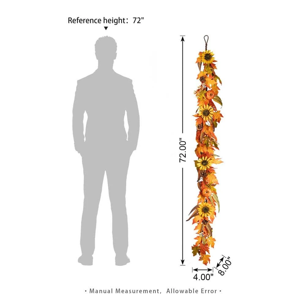 6 Ft. Fall Unlit Maple Leaf And Sunflower Garland 4 6 Ft. Fall Unlit Maple Leaf And Sunflower Garland - Image 4