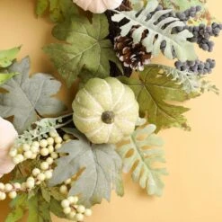 22 In. D Pumpkin Artificial Christmas Wreath With Green Leaf And Berries 9 22 In. D Pumpkin Artificial Christmas Wreath With Green Leaf And Berries -The Home Depot Shop glitzhome fall wreaths 2005500027 1f 1000