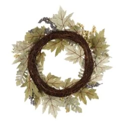 22 In. D Pumpkin Artificial Christmas Wreath With Green Leaf And Berries 10 22 In. D Pumpkin Artificial Christmas Wreath With Green Leaf And Berries -The Home Depot Shop glitzhome fall wreaths 2005500027 44 1000