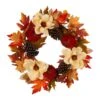22 In. D Blooming Magnolia Artificial Christmas Wreath With Velvet Pumpkin And Pinecone