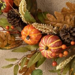 24 In. D Fall Unlit Pumpkin Leaf Floral Wreath -The Home Depot Shop glitzhome fall wreaths 2006300035 4f 1000