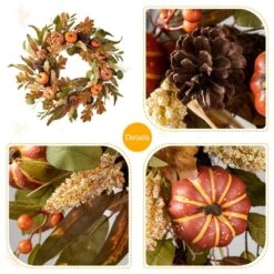 24 In. D Fall Unlit Pumpkin Leaf Floral Wreath -The Home Depot Shop glitzhome fall wreaths 2006300035 fa 1000