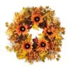 24 In. D Unlit Fall Sunflower, Maple Leaf And Berry Wreath