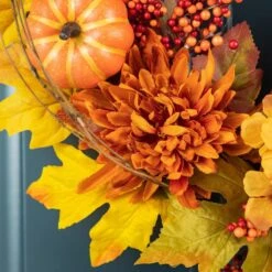 24 In. D Fall Unlit Dahlia Pumpkin, Leaf And Berry Wreath 14 24 In. D Fall Unlit Dahlia Pumpkin, Leaf And Berry Wreath -The Home Depot Shop glitzhome fall wreaths 2006300039 1f 1000