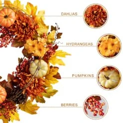 24 In. D Fall Unlit Dahlia Pumpkin, Leaf And Berry Wreath 15 24 In. D Fall Unlit Dahlia Pumpkin, Leaf And Berry Wreath -The Home Depot Shop glitzhome fall wreaths 2006300039 44 1000