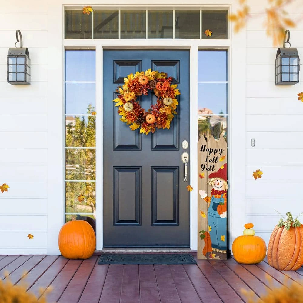 24 In. D Fall Unlit Dahlia Pumpkin, Leaf And Berry Wreath 9 24 In. D Fall Unlit Dahlia Pumpkin, Leaf And Berry Wreath - Image 9
