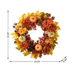 24 In. D Fall Unlit Dahlia Pumpkin, Leaf And Berry Wreath 12 24 In. D Fall Unlit Dahlia Pumpkin, Leaf And Berry Wreath -The Home Depot Shop glitzhome fall wreaths 2006300039 c3 1000