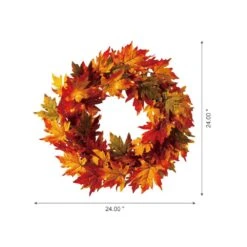 24 In. Dia Fall Lighted Maple Leaves Artificial Fall Wreath 10 24 In. Dia Fall Lighted Maple Leaves Artificial Fall Wreath -The Home Depot Shop glitzhome fall wreaths 2019500005 1f 1000