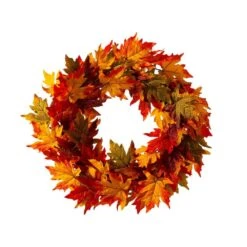 24 In. Dia Fall Lighted Maple Leaves Artificial Fall Wreath 9 24 In. Dia Fall Lighted Maple Leaves Artificial Fall Wreath -The Home Depot Shop glitzhome fall wreaths 2019500005 4f 1000