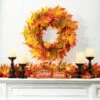 24 In. Dia Fall Lighted Maple Leaves Artificial Fall Wreath