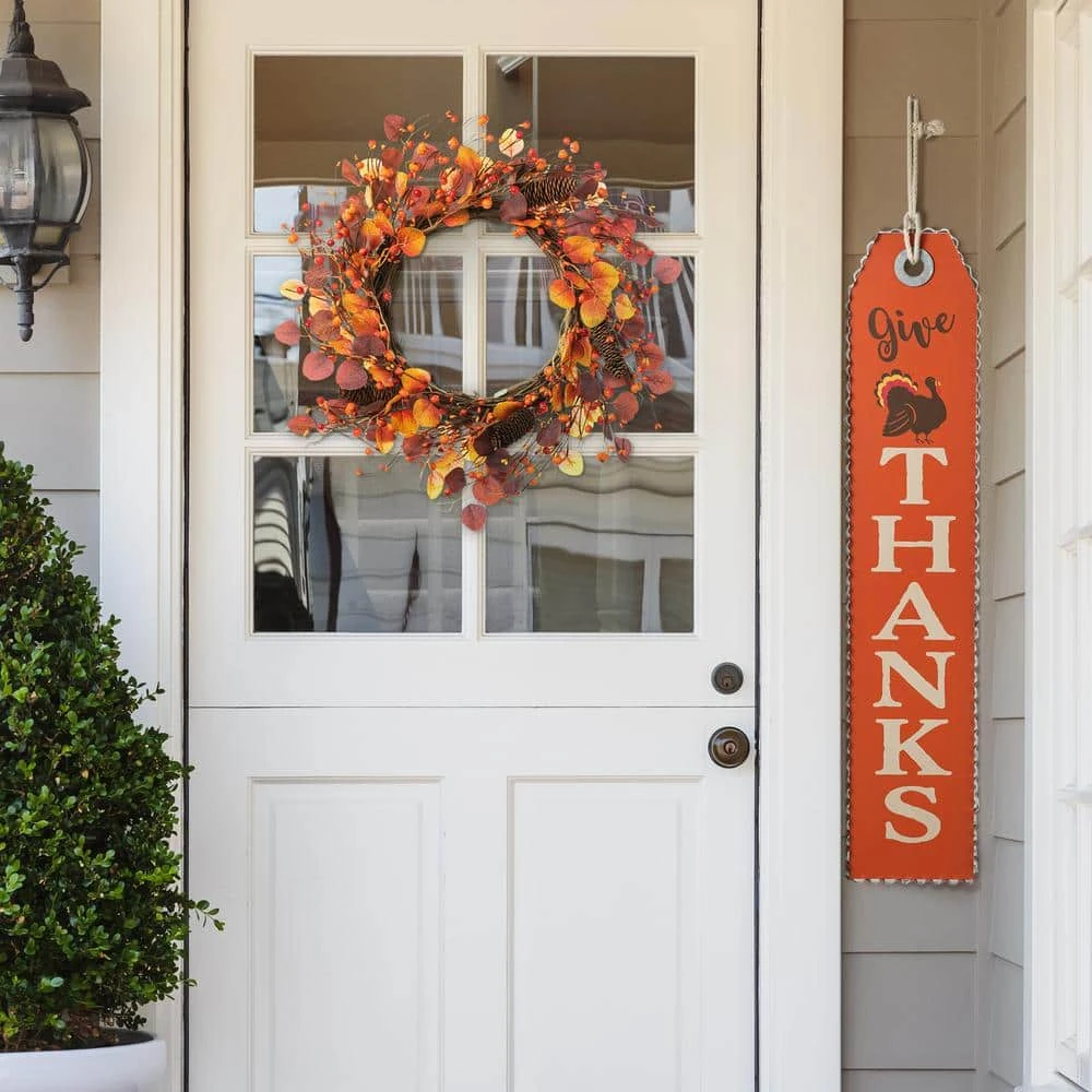 22 In. D Fall Eucalyptus Berry Fall Artificial Christmas Wreath 4 22 In. D Fall Eucalyptus Berry Fall Artificial Christmas Wreath - Image 4