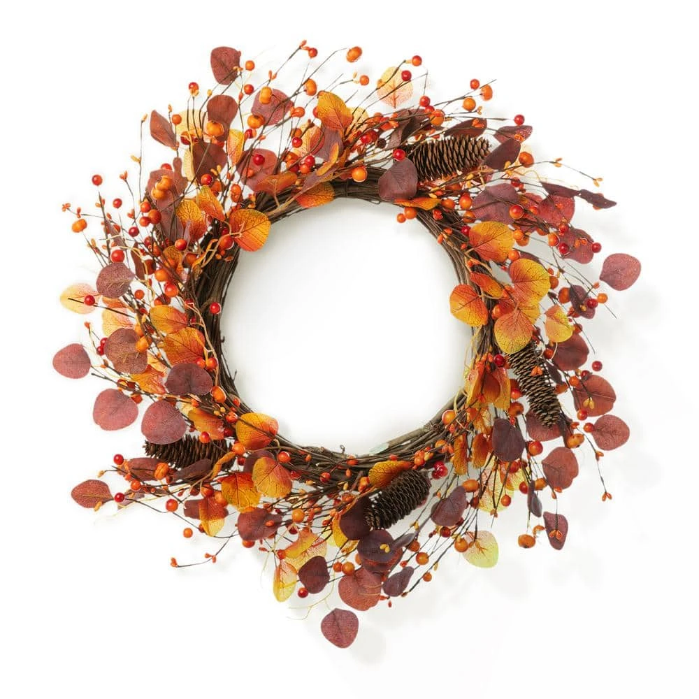 22 In. D Fall Eucalyptus Berry Fall Artificial Christmas Wreath 1 22 In. D Fall Eucalyptus Berry Fall Artificial Christmas Wreath