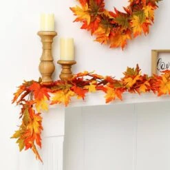 24 In. D Fall Lighted Maple Leaves Artificial Christmas Wreath And Lighted Fall Maple Leaves Garland (3-Pack) -The Home Depot Shop glitzhome fall wreaths 2019500009 1f 1000