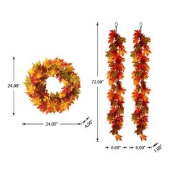 24 In. D Fall Lighted Maple Leaves Artificial Christmas Wreath And Lighted Fall Maple Leaves Garland (3-Pack) -The Home Depot Shop glitzhome fall wreaths 2019500009 c3 1000