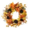 24 In. D Fall Pumpkin Leaf Floral Unlit Wreath