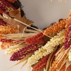 24 In. D Fall Unlit Multi-Colored Sorghum Artificial Christmas Wreath Includes A Complimentary Black Metal Wreath Hanger 12 24 In. D Fall Unlit Multi-Colored Sorghum Artificial Christmas Wreath Includes A Complimentary Black Metal Wreath Hanger -The Home Depot Shop glitzhome fall wreaths 2019500018 1f 1000