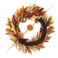 24 In. D Fall Unlit Multi-Colored Sorghum Artificial Christmas Wreath Includes A Complimentary Black Metal Wreath Hanger 11 24 In. D Fall Unlit Multi-Colored Sorghum Artificial Christmas Wreath Includes A Complimentary Black Metal Wreath Hanger -The Home Depot Shop glitzhome fall wreaths 2019500018 4f 1000