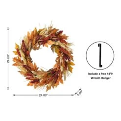 24 In. D Fall Unlit Multi-Colored Sorghum Artificial Christmas Wreath Includes A Complimentary Black Metal Wreath Hanger 10 24 In. D Fall Unlit Multi-Colored Sorghum Artificial Christmas Wreath Includes A Complimentary Black Metal Wreath Hanger -The Home Depot Shop glitzhome fall wreaths 2019500018 c3 1000