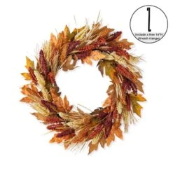 24 In. D Fall Unlit Multi-Colored Sorghum Artificial Christmas Wreath Includes A Complimentary Black Metal Wreath Hanger 15 24 In. D Fall Unlit Multi-Colored Sorghum Artificial Christmas Wreath Includes A Complimentary Black Metal Wreath Hanger -The Home Depot Shop glitzhome fall wreaths 2019500018 de 1000