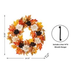 24 In. D Unlit Fall Dahlia, Lotus Pod And Berry Wreath Includes A Complimentary Artificial Christmas Wreath Hanger 12 24 In. D Unlit Fall Dahlia, Lotus Pod And Berry Wreath Includes A Complimentary Artificial Christmas Wreath Hanger -The Home Depot Shop glitzhome fall wreaths 2019500024 4f 1000