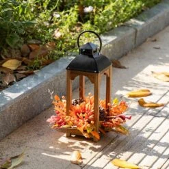 15 In. Fall Unlit Sunflower, Pinecone And Berry Wood Lantern Artificial Christmas Wreath Centerpiece 12 15 In. Fall Unlit Sunflower, Pinecone And Berry Wood Lantern Artificial Christmas Wreath Centerpiece -The Home Depot Shop glitzhome fall wreaths 2019500026 1f 1000