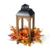 15 In. Fall Unlit Sunflower, Pinecone And Berry Wood Lantern Artificial Christmas Wreath Centerpiece