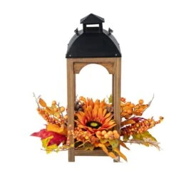15 In. Fall Unlit Sunflower, Pinecone And Berry Wood Lantern Artificial Christmas Wreath Centerpiece 9 15 In. Fall Unlit Sunflower, Pinecone And Berry Wood Lantern Artificial Christmas Wreath Centerpiece -The Home Depot Shop glitzhome fall wreaths 2019500026 66 1000