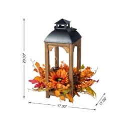 15 In. Fall Unlit Sunflower, Pinecone And Berry Wood Lantern Artificial Christmas Wreath Centerpiece 10 15 In. Fall Unlit Sunflower, Pinecone And Berry Wood Lantern Artificial Christmas Wreath Centerpiece -The Home Depot Shop glitzhome fall wreaths 2019500026 c3 1000