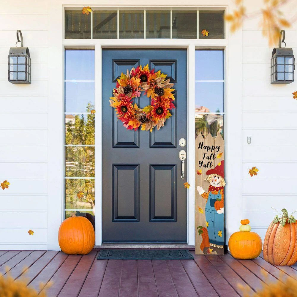 24 In. D Fall Unlit Sunflower, Pinecone And Berry Wreath Includes A Black Metal Artificial Christmas Wreath Hanger 2 24 In. D Fall Unlit Sunflower, Pinecone And Berry Wreath Includes A Black Metal Artificial Christmas Wreath Hanger - Image 2