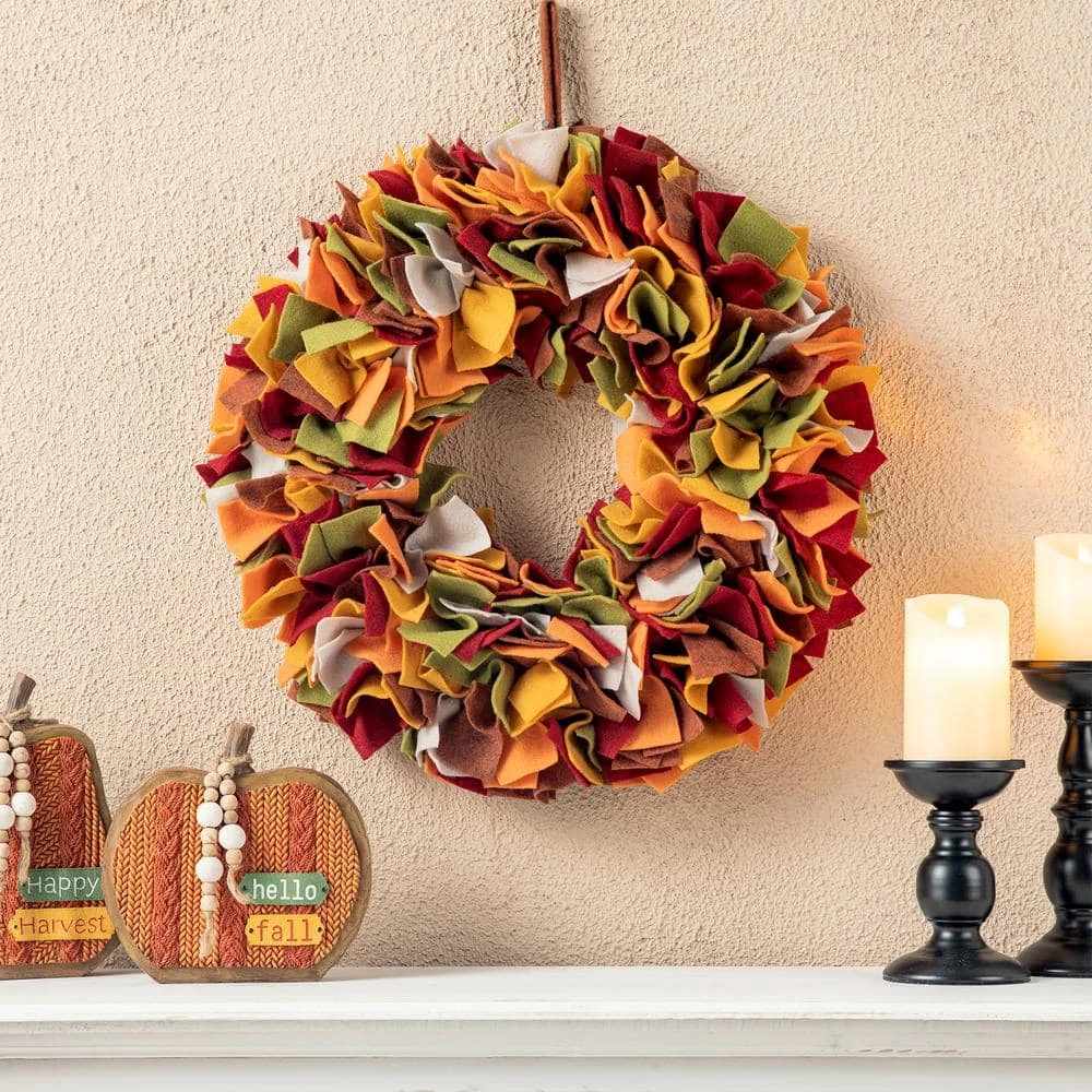 19 .25 In. D Fall Multi Color Felt Artificial Christmas Wreath 8 19 .25 In. D Fall Multi Color Felt Artificial Christmas Wreath - Image 8
