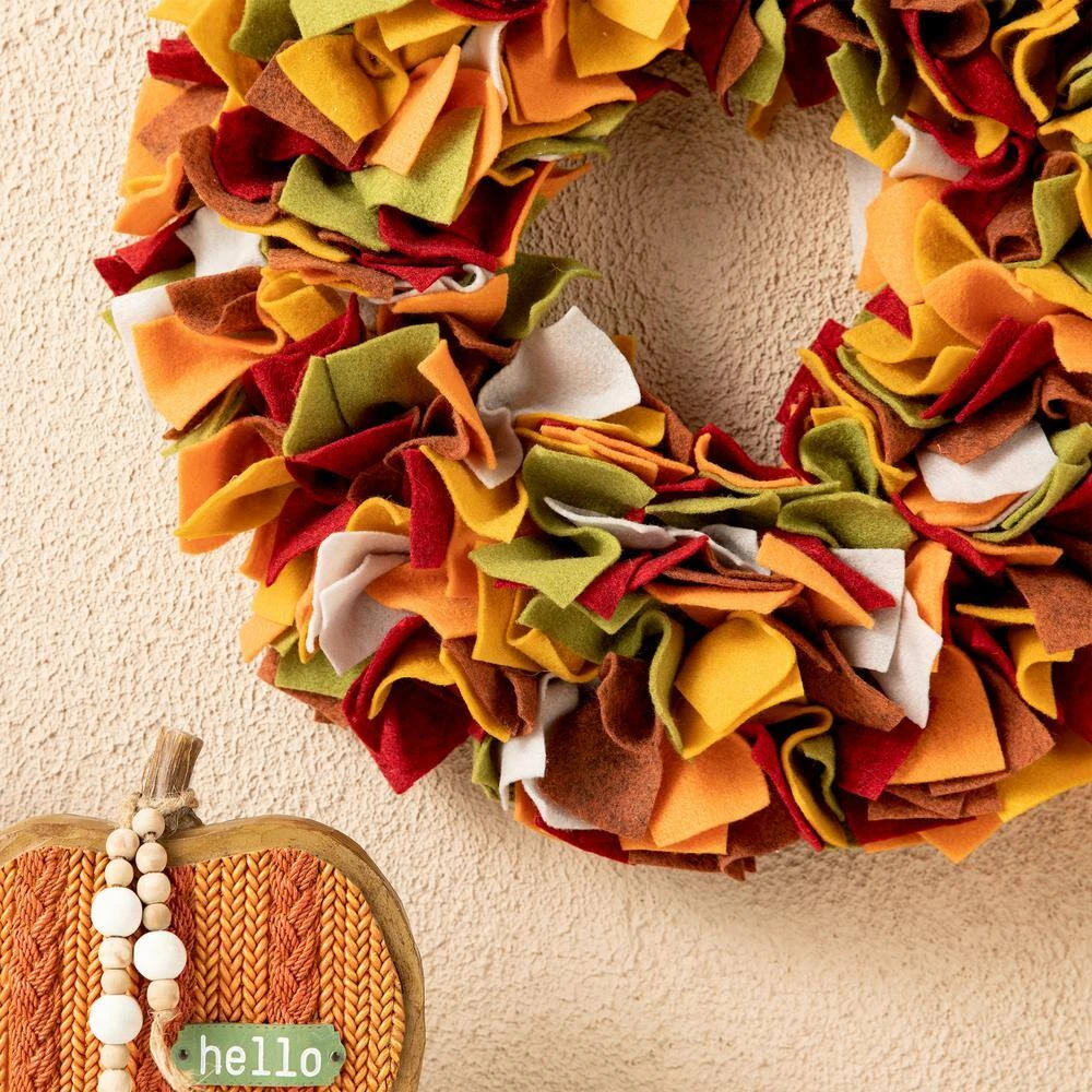 19 .25 In. D Fall Multi Color Felt Artificial Christmas Wreath 7 19 .25 In. D Fall Multi Color Felt Artificial Christmas Wreath - Image 7