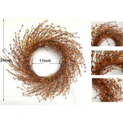 24 In. Unlit Artificial Harvest Wreath With Yellow And Orange Pip Berries -The Home Depot Shop glitzhome fall wreaths lkw20202or 44 1000