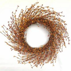 24 In. Unlit Artificial Harvest Wreath With Yellow And Orange Pip Berries