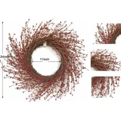 24 In. Red Unit Artificial Harvest Wreath With Pip Berries -The Home Depot Shop glitzhome fall wreaths lkw20202rd 44 1000