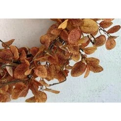 24 In. D Orange Eucalyptus Fall Artificial Harvest Wreath Unlit -The Home Depot Shop glitzhome fall wreaths lkw20209or 44 1000