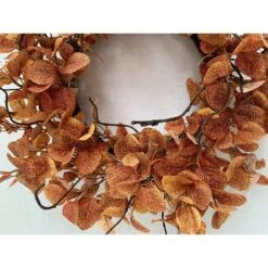 24 In. D Orange Eucalyptus Fall Artificial Harvest Wreath Unlit -The Home Depot Shop glitzhome fall wreaths lkw20209or 4f 1000