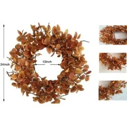 24 In. D Orange Eucalyptus Fall Artificial Harvest Wreath Unlit -The Home Depot Shop glitzhome fall wreaths lkw20209or fa 1000