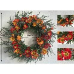 24 In. Wild Multi-Color Unlit Daisy Artificial Harvest Wreath -The Home Depot Shop glitzhome fall wreaths lkw20211 44 1000