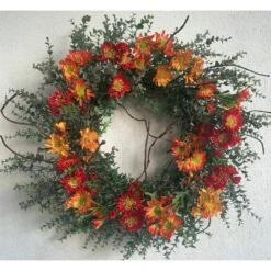 24 In. Wild Multi-Color Unlit Daisy Artificial Harvest Wreath