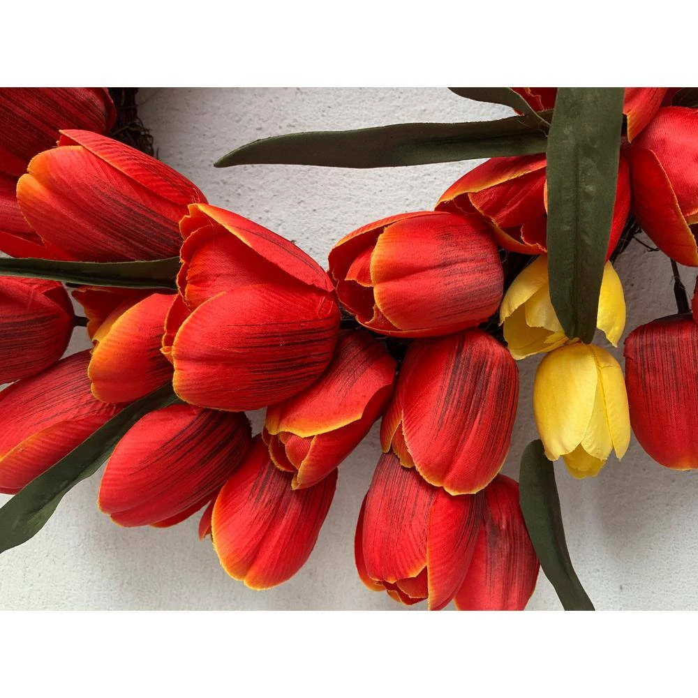 20 In. Multi-Color Unlit Tulip Artificial Harvest Wreath 4 20 In. Multi-Color Unlit Tulip Artificial Harvest Wreath - Image 4