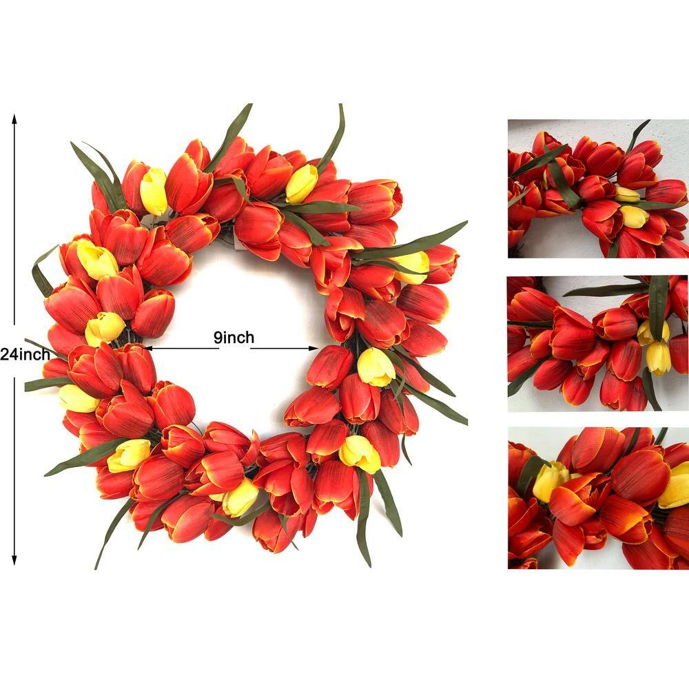 20 In. Multi-Color Unlit Tulip Artificial Harvest Wreath 5 20 In. Multi-Color Unlit Tulip Artificial Harvest Wreath - Image 5