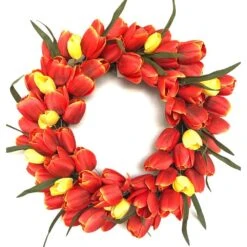 20 In. Multi-Color Unlit Tulip Artificial Harvest Wreath